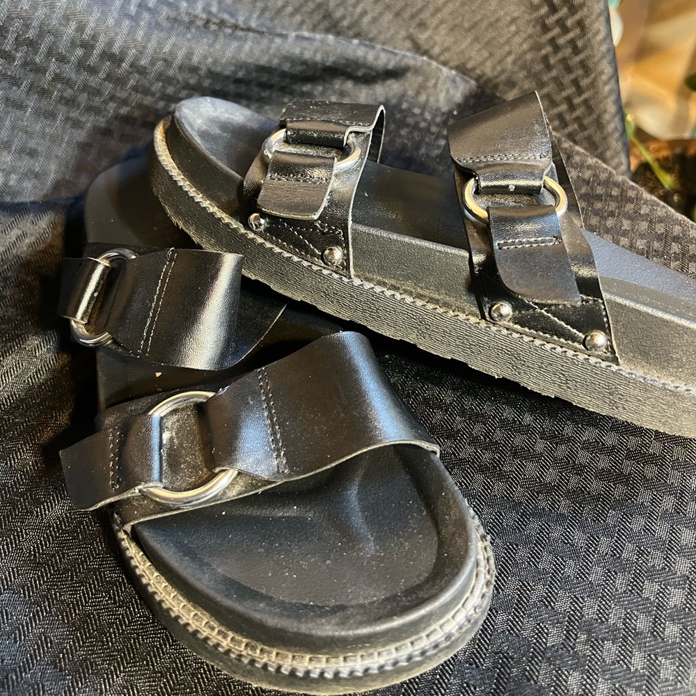 Indigo Black Buckle Sandals